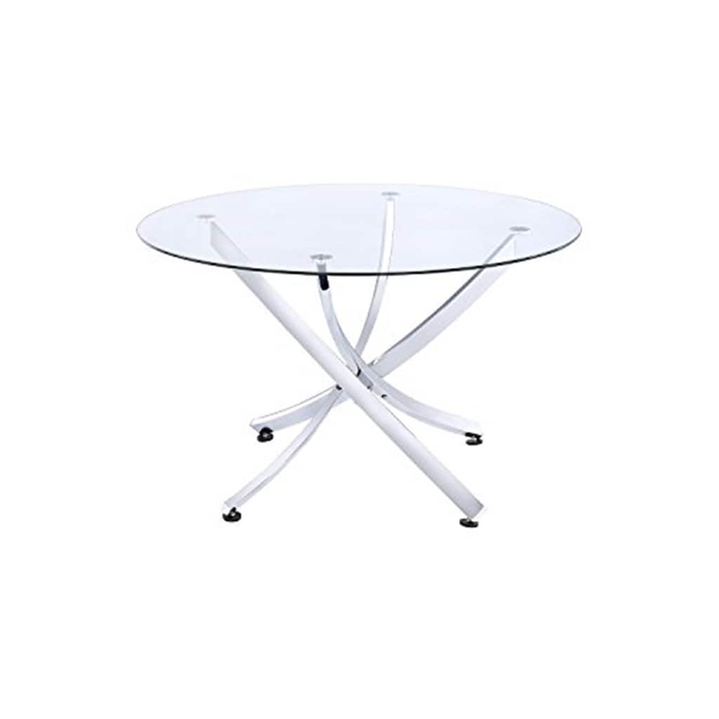 Round Glass Dining Table - Modern Chrome Base, Contemporary Design, Durable Table for Kitchen & Living Room - 46