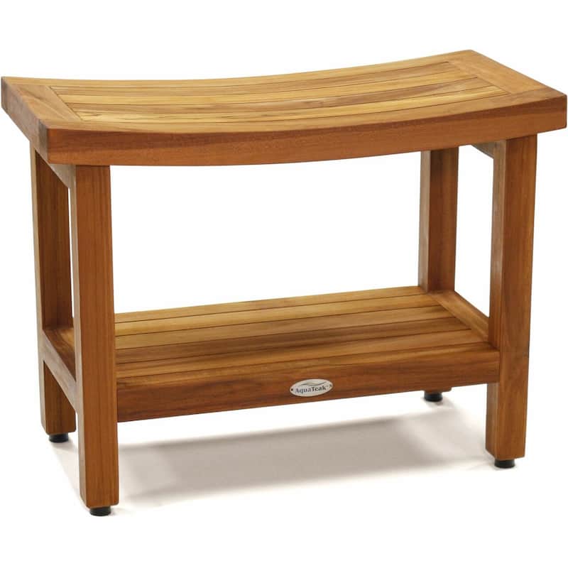 Patented Sumba Teak Shower Bench with Shelf - Teak Oil - 24" with Shelf