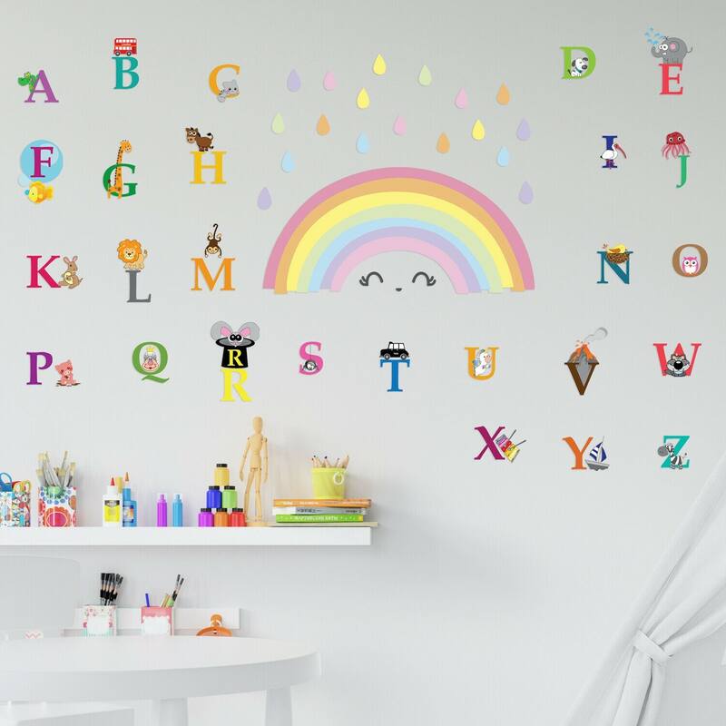 Walplus Colorful Rainbow Alphabet Kids Wall Stickers Nursery Décor Decal