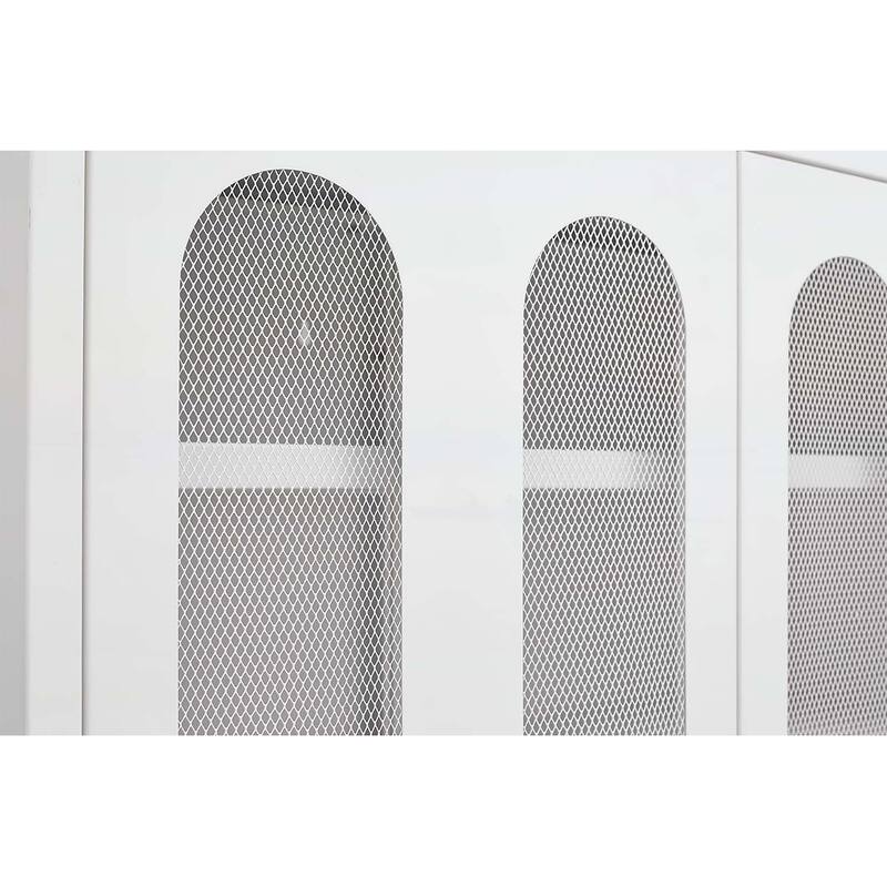 Minimalist Shoe Cabinet with Adjustable Mesh Doors