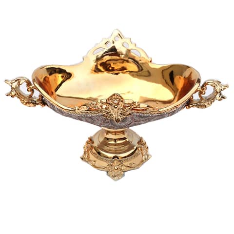 Clihome Chrome Plated Crystal Embellished Ceramic Fruit Platter