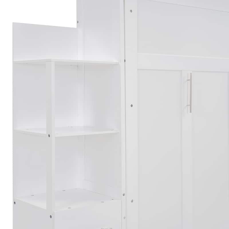 Murphy Bed Wall Bed with Shelves, Drawers and LED Lights