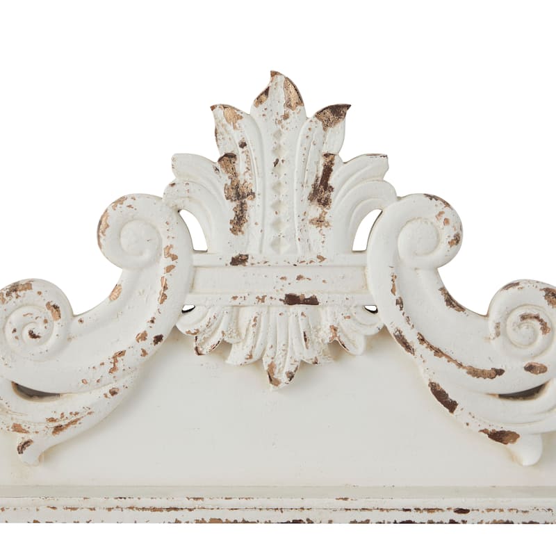 Wood Floral Carved Arabesque Wall Decor - White - Roche River Decor