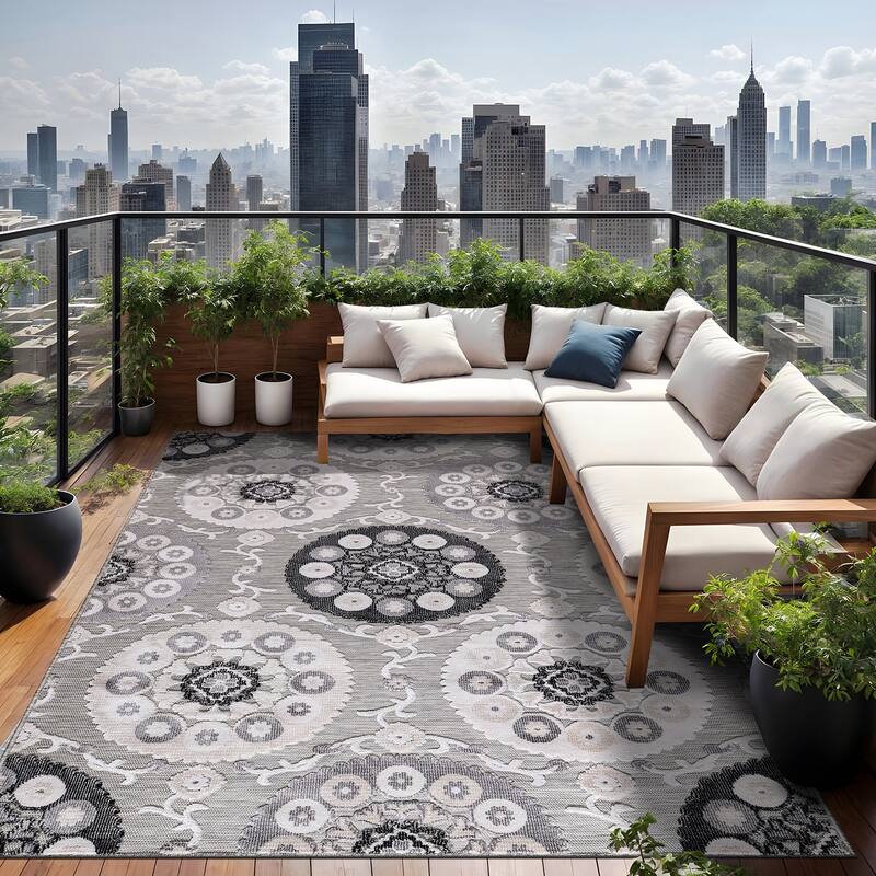Beverly Rug Equator Medallion Bohemian Indoor Outdoor Area Rug