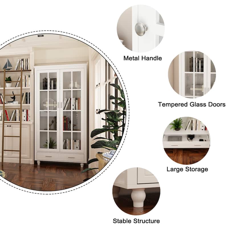 Tall Bookcase Storage Cabinet Pantry Cabinet Wooden Bookshelf Display - 36.2"X70.9"