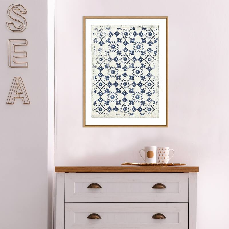 Navy Geo III by Aimee Wilson Framed Canvas Art