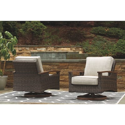 Paradise Trail Outdoor Medium Brown Swivel Lounge Chairs (Set of 2) - 32.5" W x 37" D x 37" H
