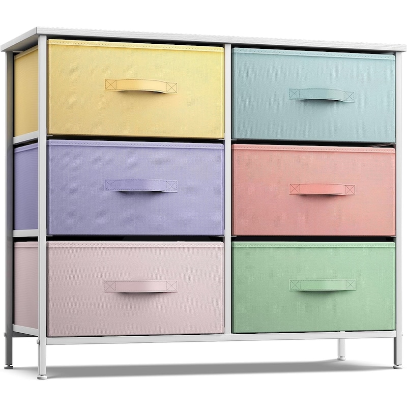 Sorbus Dresser Storage Chest Organizer Nightstand - 6 Drawers - Pastel