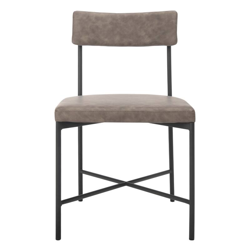SAFAVIEH Lulah Modern Faux Leather Dining Chair (Set of 2) - 19.3" W x 22.5" L x 35" H - 19Wx23Dx35H