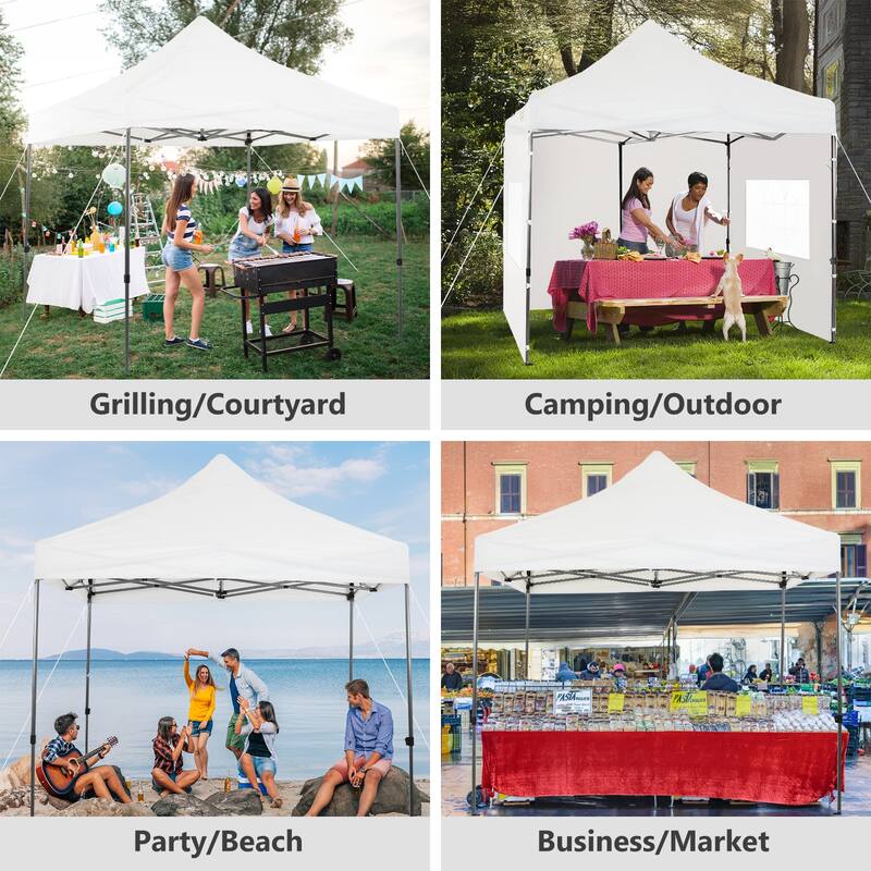 Aoodor 10' x 10' Pop Up Canopy with Church Windows Sidewalls - 10x10ft