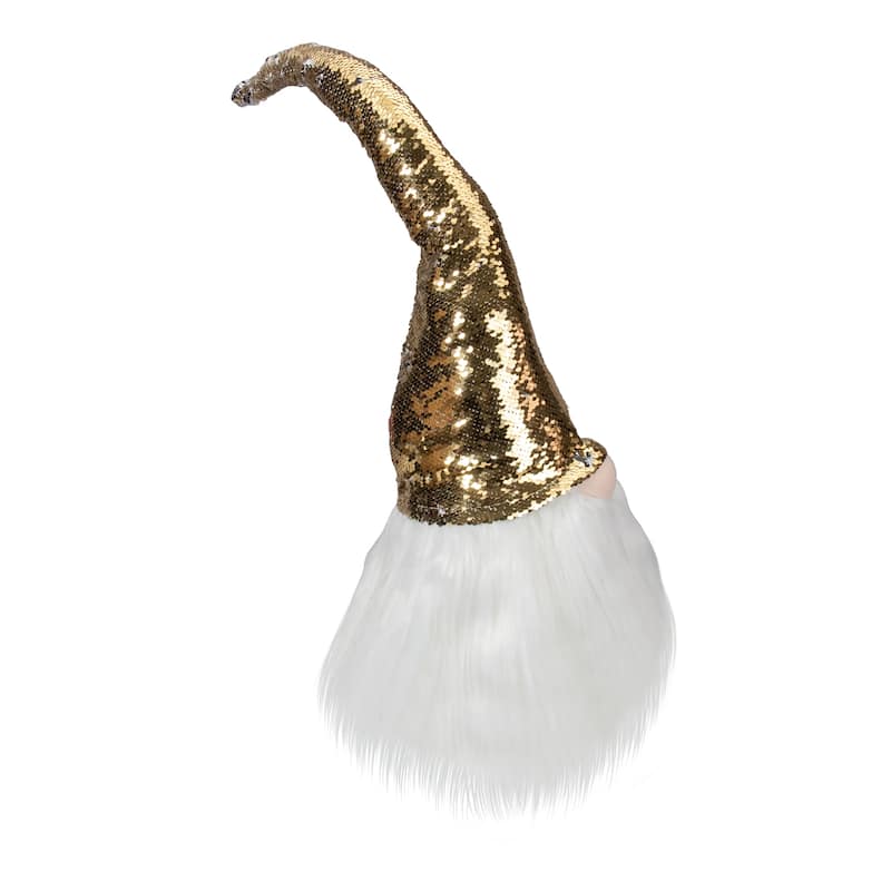25-Inch Gold Silver and White Weighted Christmas Gnome Decoration - 25"
