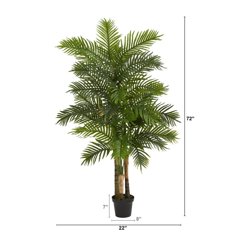 Artificial Palm Tree 6Ft Real Touch - Lush Green Leaves, Indoor Tropical Decor, 72 Inch Tall - 61 Inches and Over