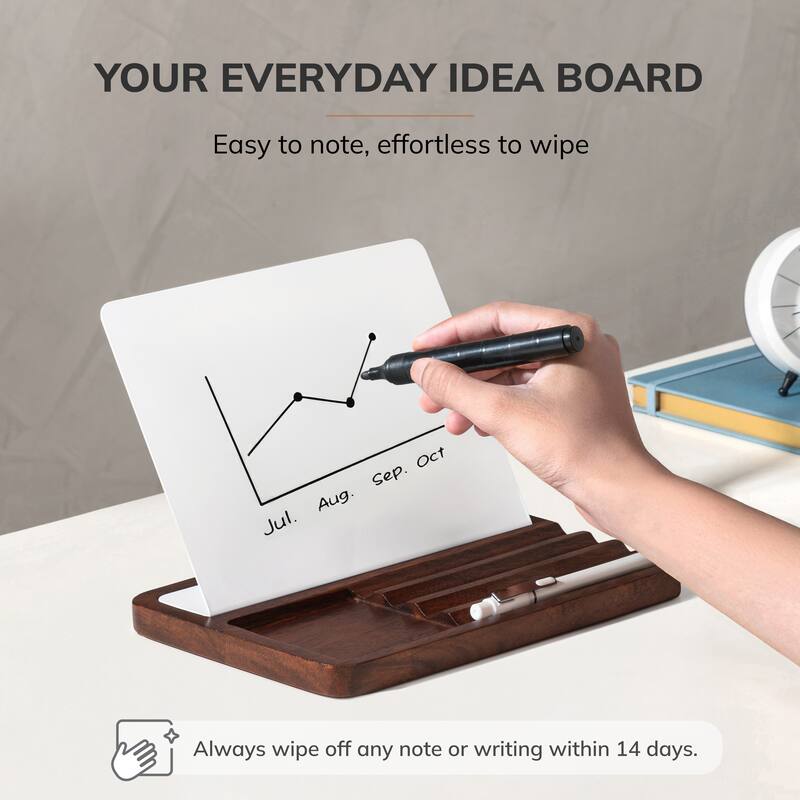 Jani Wooden Desk Organizer with Magnetic Whiteboard - Solid Wood, Hidden Storage & Anti-Skid Base for Home, Office & Workspaces