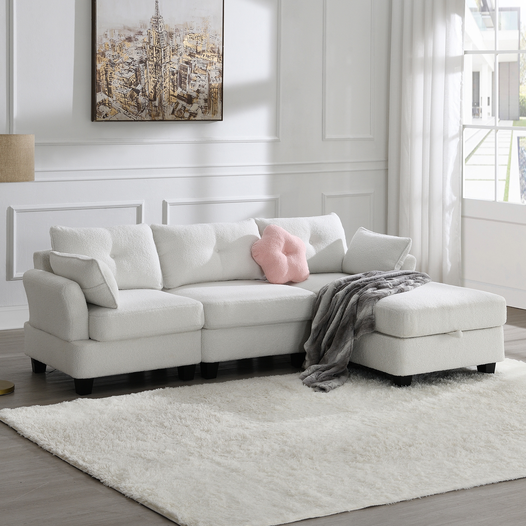 Throw pillows on l shaped couch on sale