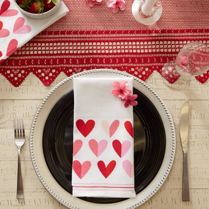 DII Two Hearts Print Napkin (Set of 6) - Napkin Set