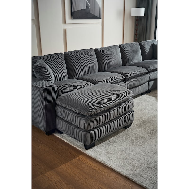 118.1'' Luxurious U-Shaped 6-Seat Sofa with Ottoman
