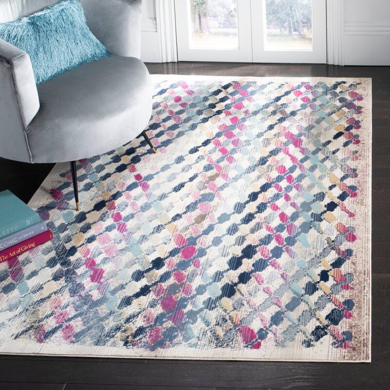SAFAVIEH Radiance Stani Modern Abstract Rug - 5'1" x 7'6" - Cream/Magenta
