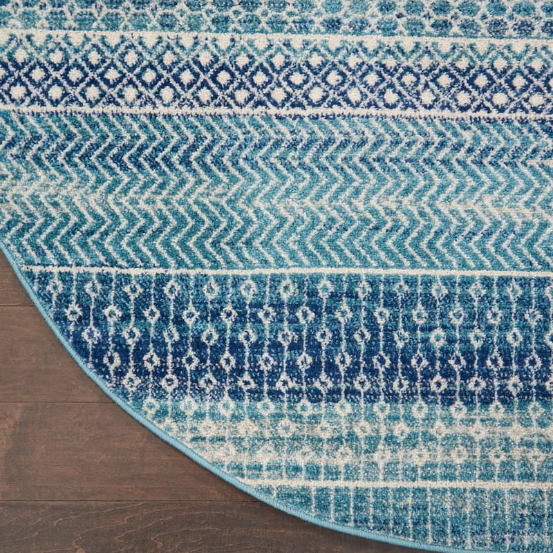 Nourison Passion Indigo Blue Coastal Geometric Area Rug