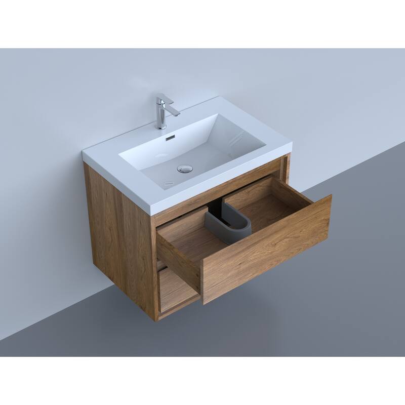 Sage 30“ wall mounted bathroom vanity with single basin acrylic top