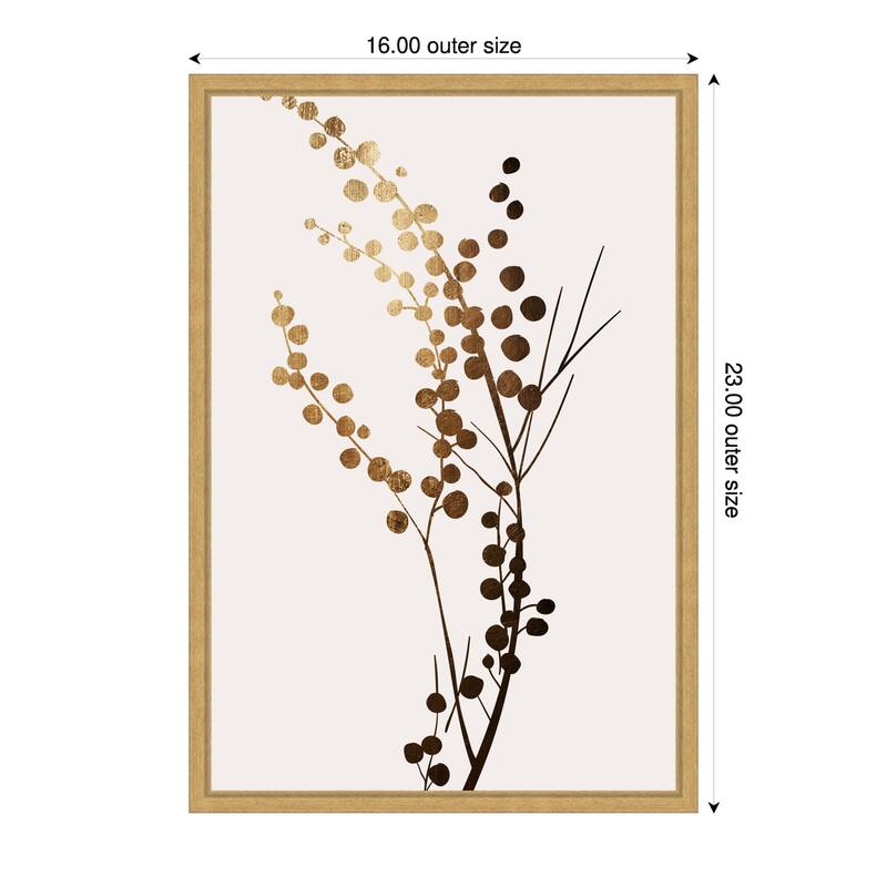 Beige Branch 1 by Eins Kubistika Framed Canvas Wall Art Print - Sylvie Bright Gold - 16 x 23 in