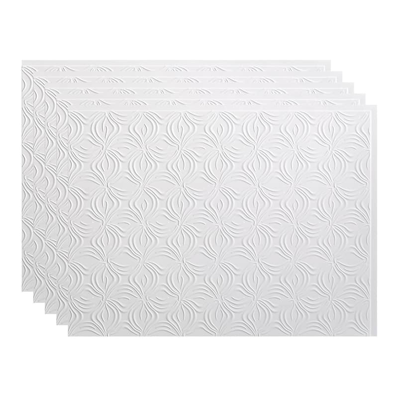FASÄDE Lotus Decorative Vinyl Backsplash Panel - 5 Pack - Matte White