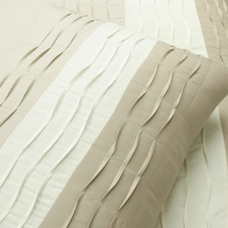 Lush Decor Mia Solid Pleated Color Block With Euro Shams Comforter 5 Piece Set