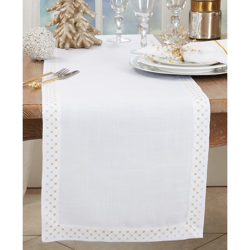 Polished Patterns Metallic Lattice Table Runner - 16" x 72"