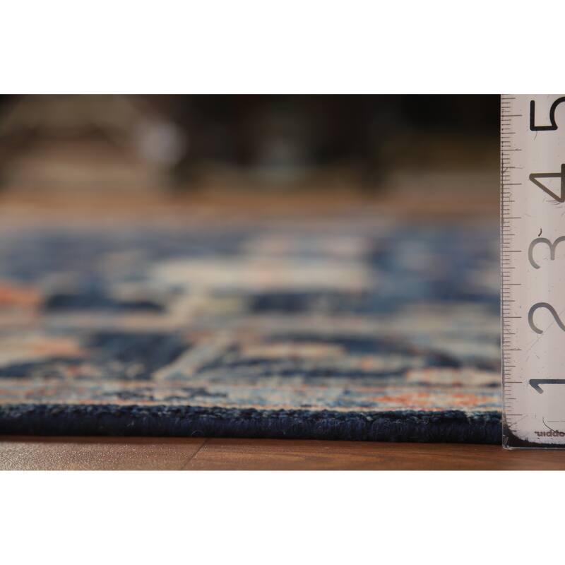 Hand Knotted Oriental 100% Wool Carpet Transitional All-Over Navy Blue & Blues Oushak Area Rug - 9' 9'' X 8' 2''