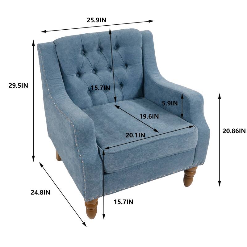 Mid-Century Modern Accent Chair Single Sofa Chair with Solid Wood Legs
