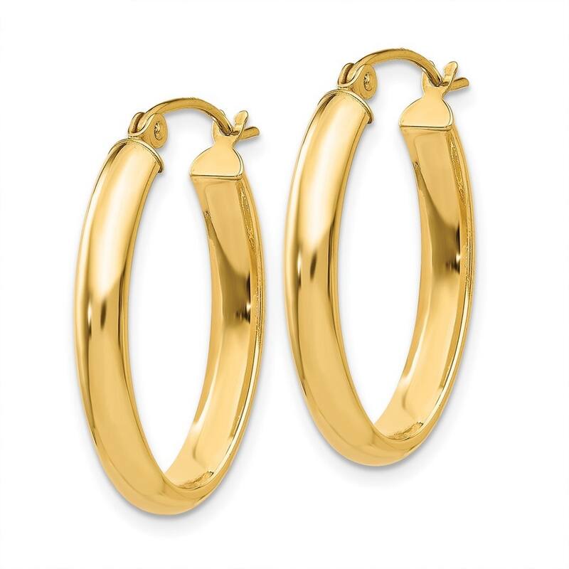 Curata 14k Yellow Gold Polished 3.5x17mm Oval Hoop Earrings