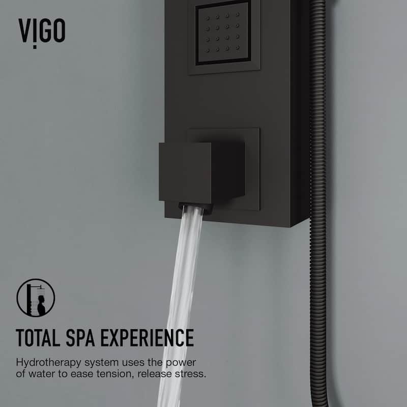 VIGO Bowery 58" H x 5" W 4-Jet Shower Panel with Square Shower Head and Tub Filler