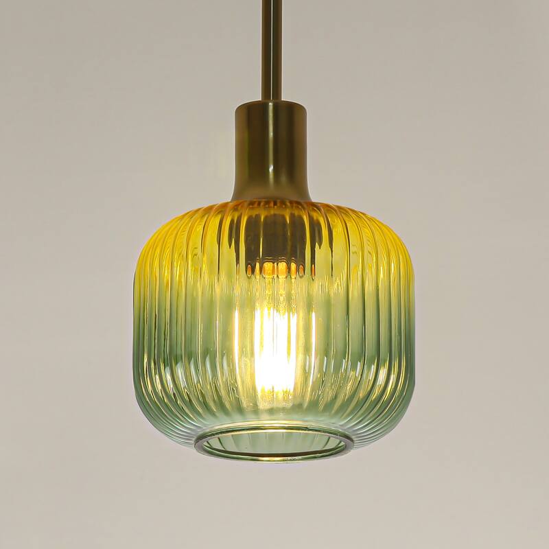 6" Wide Vintage 1-light Green Glass Pendant Light