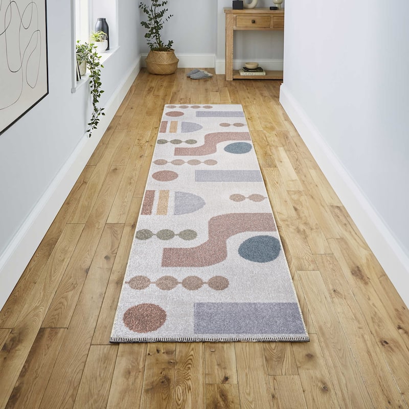 JONATHAN Y Doodle Abstract Coastal Kids & Novelty Machine-Washable Cream/Multi Area Rug