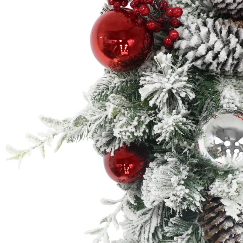Puleo International 6' x 10" Battery-Operated Pre-Lit Flocked Decorated Artificial Garland