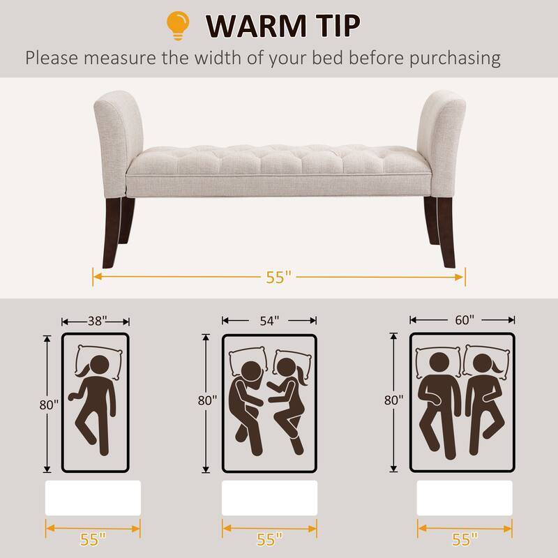 Modern Minimalist End of Bed Bench,Bedroom Entryway Bench