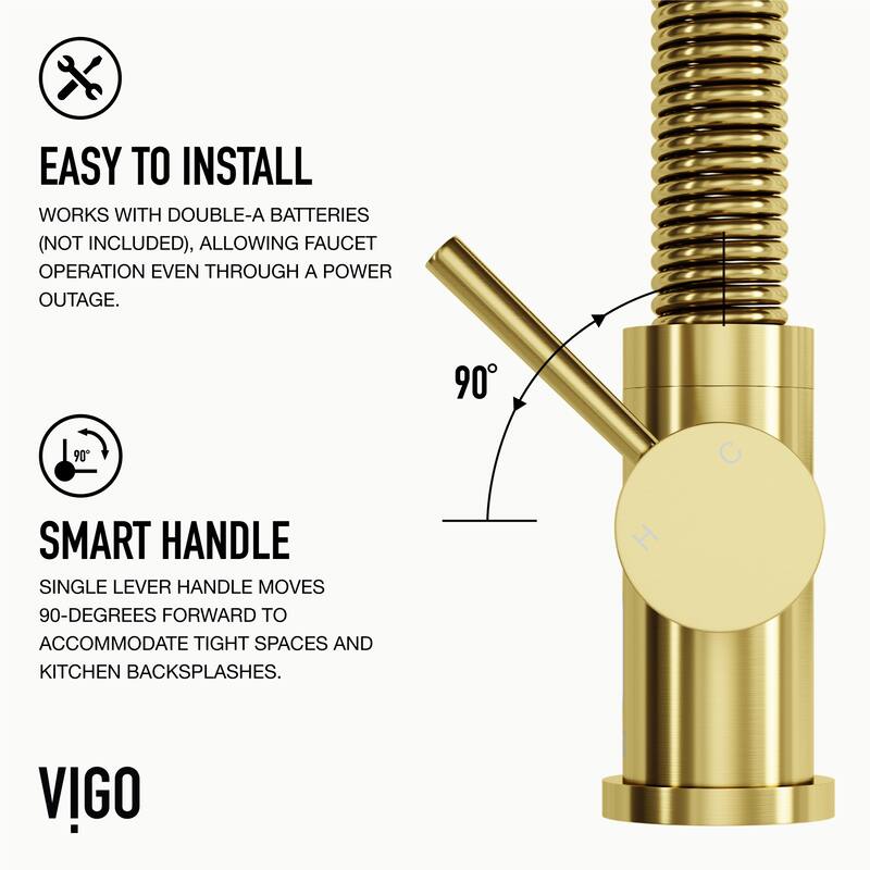 VIGO Edison 19" H Single Handle Pull-Down Sprayer Kitchen Faucet Set with Touchless Sensor