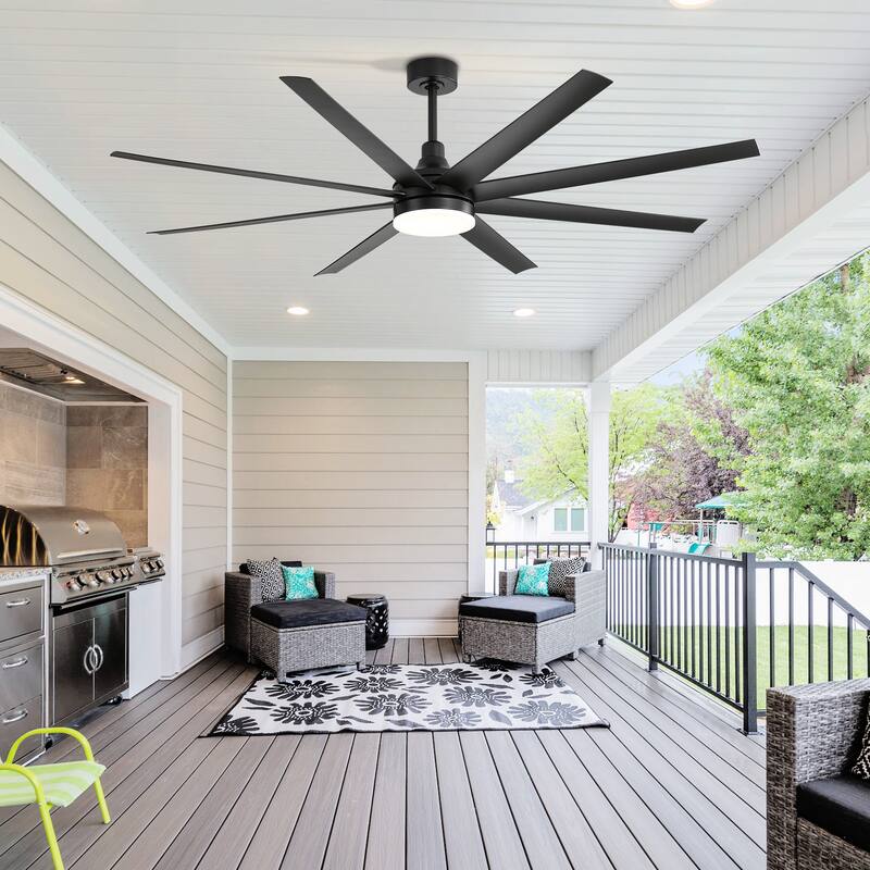 72-in Black Color-changing Integrated LED Indoor Ceiling Fan with Light and Remote (8-Blade)
