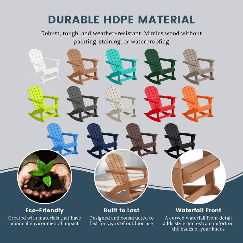 Laguna Hdpe All Weather Outdoor Patio Rocking Chairs With Side Table (3-Piece Set)