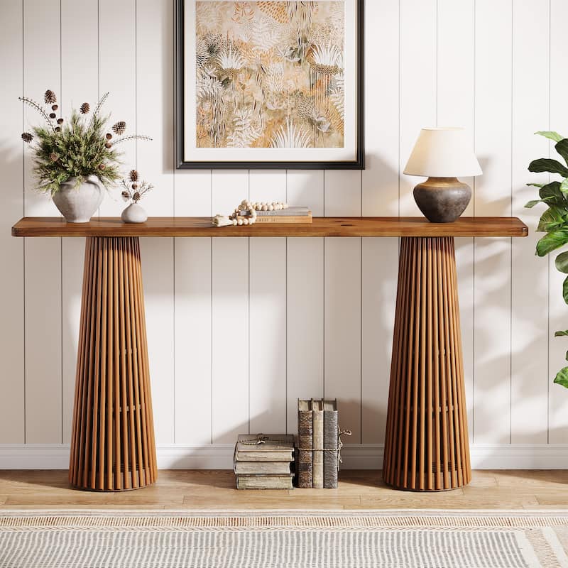 63-Inch Long Console Table for Entryway, Wooden Sofa Table Behind the Couch - Brown