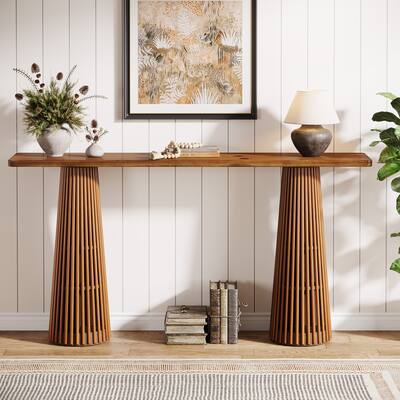 63-Inch Long Console Table for Entryway, Wooden Sofa Table Behind the Couch