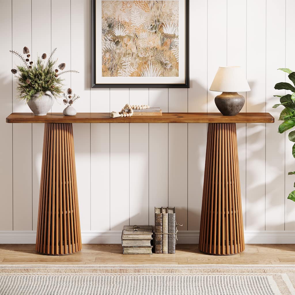 63-Inch Long Console Table for Entryway, Wooden Sofa Table Behind the Couch
