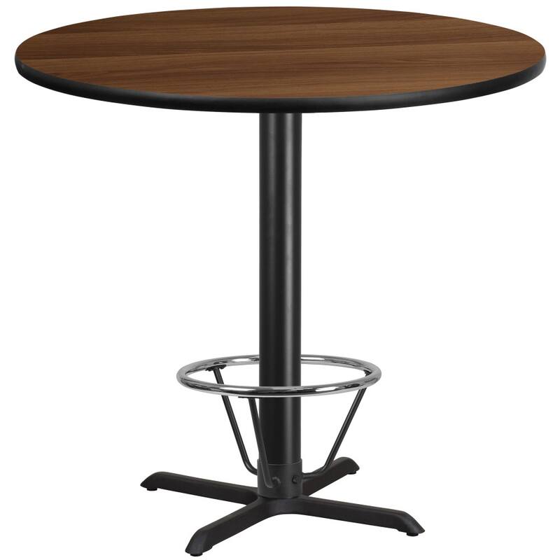 42'' Round Laminate Table Top with 33'' x 33'' Bar Height Table Base