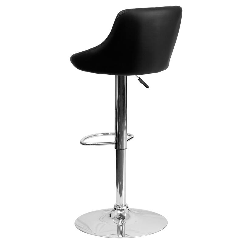 Vinyl Bucket Seat Adjustable Diamond Back Barstool (Set of 2) - 18.50"W x 19"D x 33.25" - 41.75"H