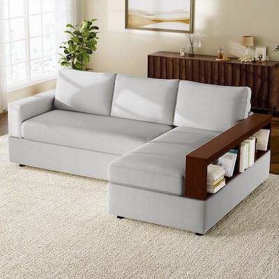 87.4" Upholstered Sectional Sofa with Reversible Armrests - Modern Living Room Couch