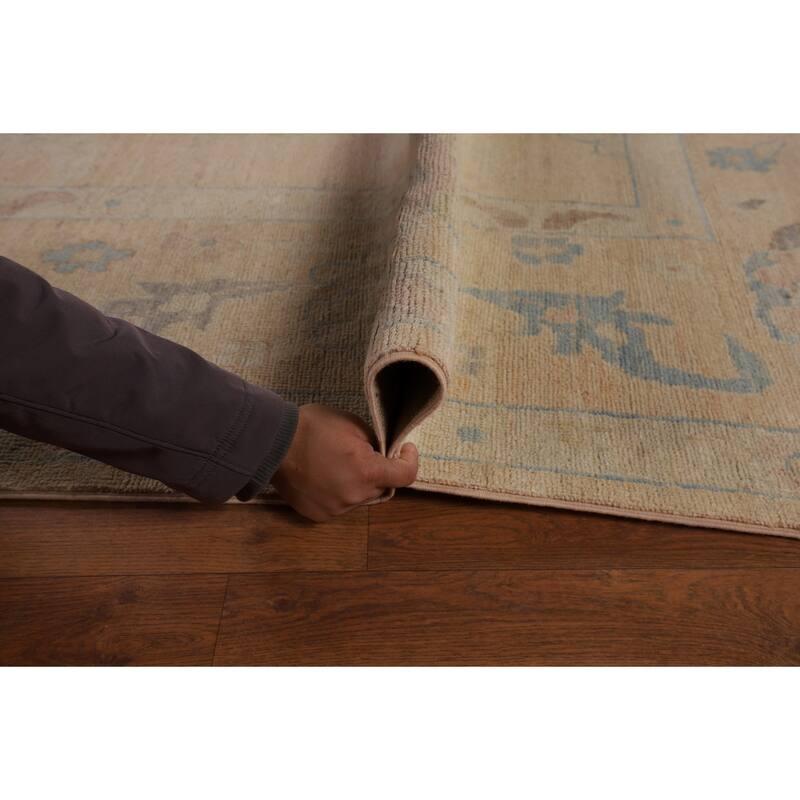 Vegetable Dye Oushak Turkish Area Rug Hand-Knotted Orange Wool Carpet - 10'6"x 13'10"