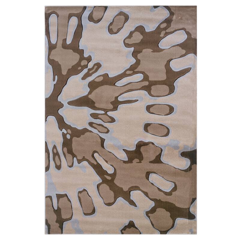 Linon Milan Abstract Beige Rug - 8' x 10'3" - Beige/Light Blue