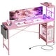 preview thumbnail 20 of 54, 61" Gaming Desk Computer Desk with LED Lights Storage Shelves and Side Bag Home Office Desk