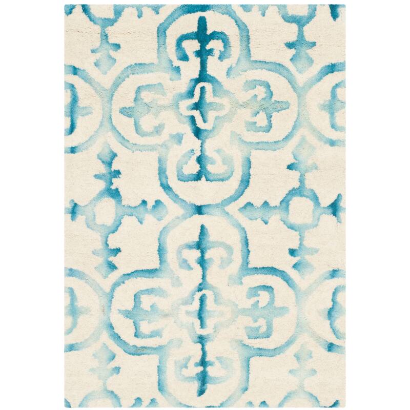 SAFAVIEH Handmade Dip Dye Reintraut Watercolor Vintage Boho Wool - 2' x 3' - Ivory/Turquoise - Runner/Rectangle