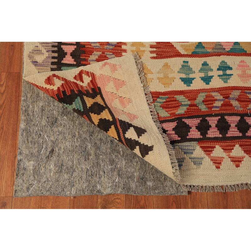 Reversable Trellis Kilim Oriental Area Rug Handmade Wool Carpet - 10'0"x 12'9"