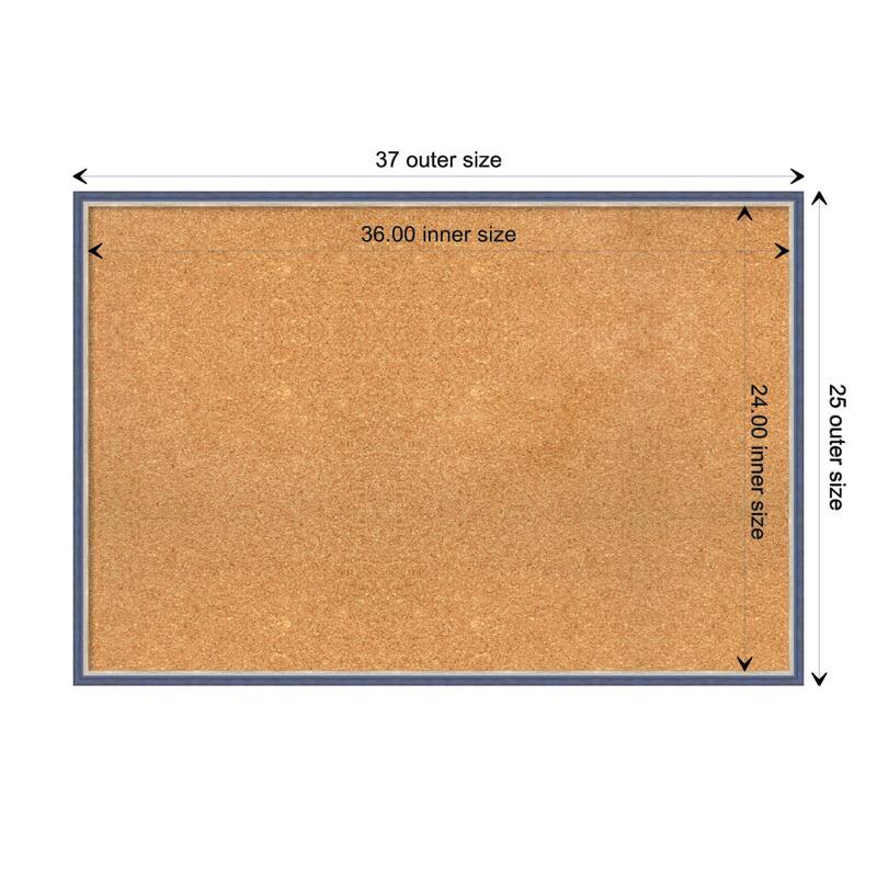 Theo Narrow Wood Framed Natural Corkboard Bulletin Board - Theo Blue Narrow - Board Size 36x24